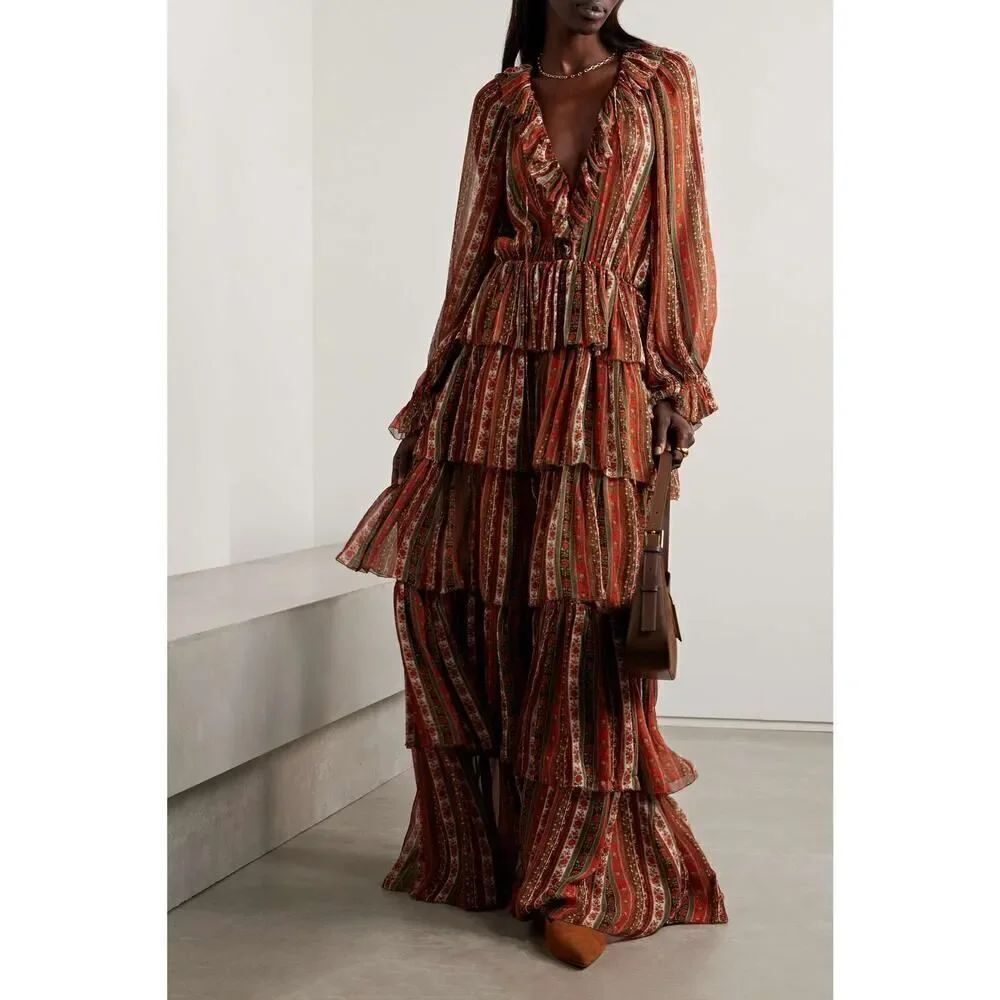 DÔEN Marlanna Silk Chiffon Maxi Dress XS